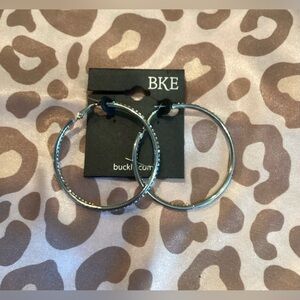 BRAND NEW- BKE - Buckle - Rhinestone Silver Hoop Crystal Clear Stones Earrings